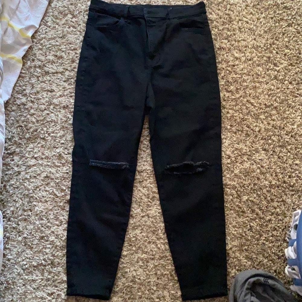 14 short, worn once, next level stretch, holes in knees